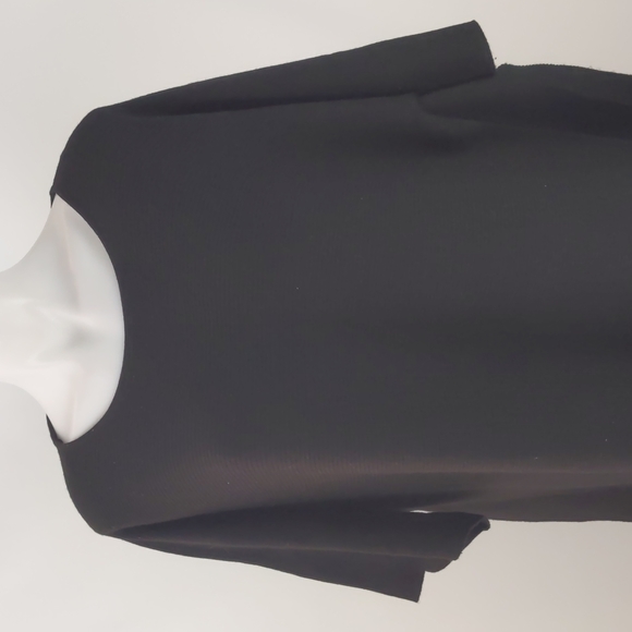 Cos Women's Top Size Large Black Short Dolman Sleeves Round Neck 100% Wool Tunic - Picture 3 of 14